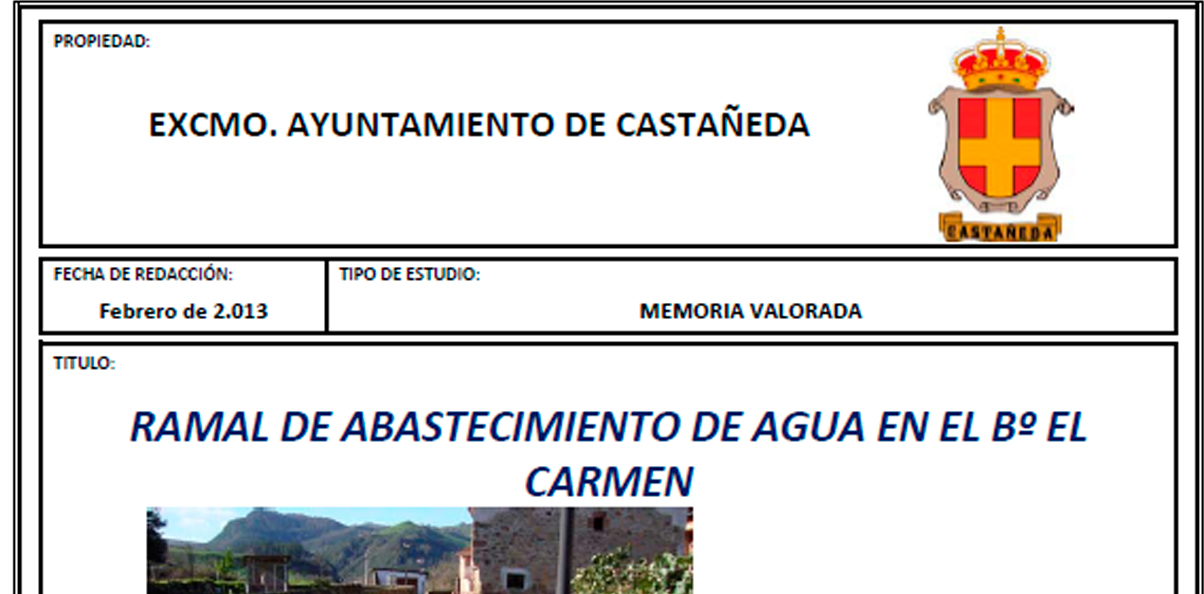 Abastecimiento agua El Carmen